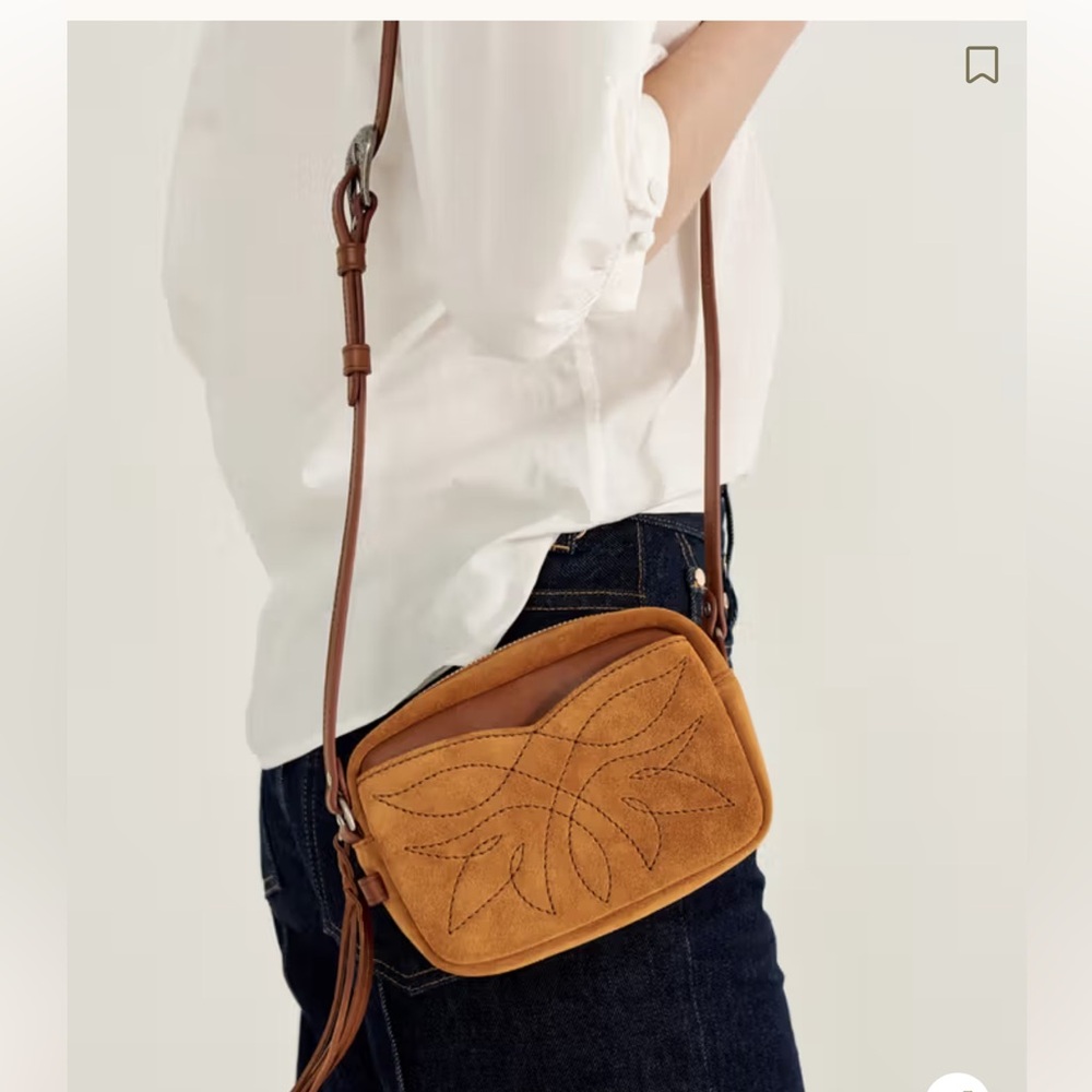 Tecovas Suede Crossbody Bag in Tan